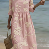 Phoebe | Rochie midi cu model floral și vegetal