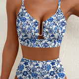 SET BIKINI DIN 2 PIESĂ CU DECUPAJ ÎN FORMĂ DE U