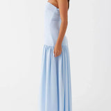 Rochie maxi exclusivistă fără spate, cu volane, fără bretele