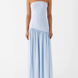 Rochie maxi exclusivistă fără spate, cu volane, fără bretele