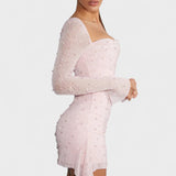 Sónia | Rochie mini cu strasuri și decolteu
