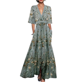 Noelle | Rochie de primăvară cu imprimeu floral și decolteu în V
