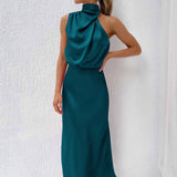 Irene | Fustă halter elegantă albastră
