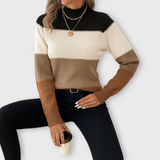 Pulover cu guler înalt în culori bloc – Contrast modern