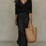 Elena | Rochie midi din satin cu pulover asortat