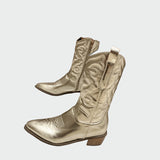 Kvetina – cizme cowboy metalice elegante și confortabile pentru purtare zilnică