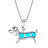 Colier din opal albastru pentru dachshund