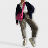 Carina | Blugi vintage cu model leopar