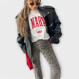 Carina | Blugi vintage cu model leopar