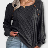Pulover elegant cu model tricotat – cu detalii din nasturi