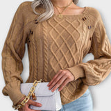 Pulover elegant cu model tricotat – cu detalii din nasturi