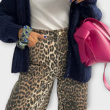 Carina | Blugi vintage cu model leopar