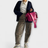 Carina | Blugi vintage cu model leopar