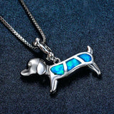 Colier din opal albastru pentru dachshund