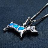 Colier din opal albastru pentru dachshund