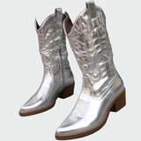 Kvetina – cizme cowboy metalice elegante și confortabile pentru purtare zilnică