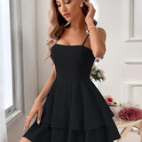 Alisa | Rochie mini fără spate cu fundiță și fustă în straturi
