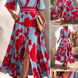 Noelle | Rochie de primăvară cu imprimeu floral și decolteu în V